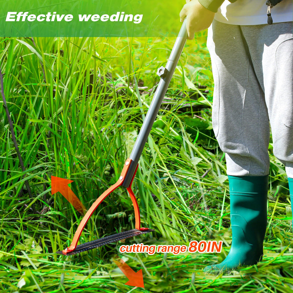 Walensee scythe in garden setting clearing overgrowth, emphasizing versatile use