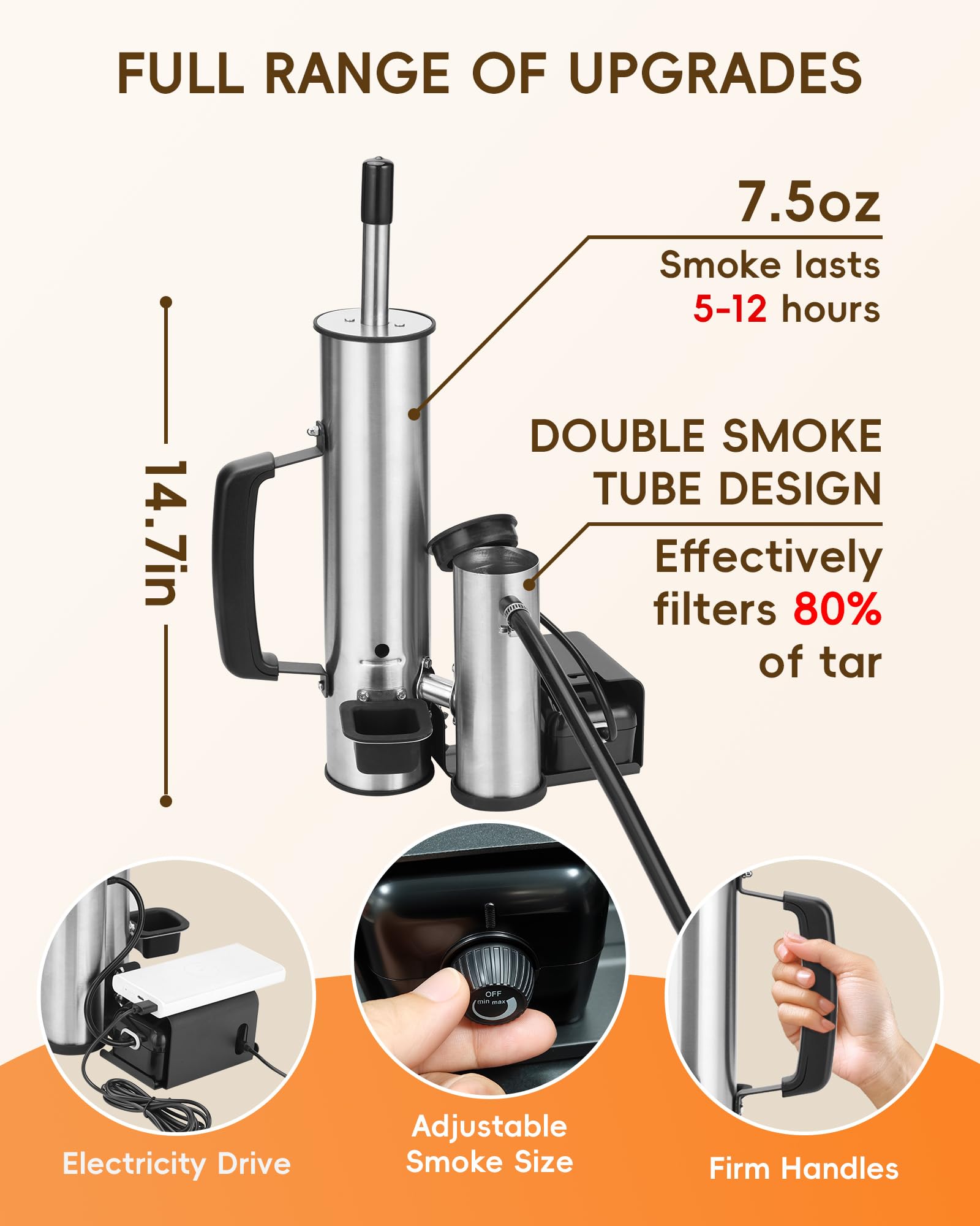 Walpreson placed in grill producing steady smoke for even flavoring benefit