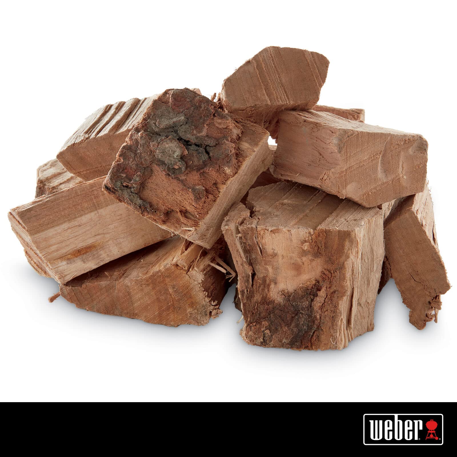 Weber cherry wood chunks close-up texture showing clean hardwood pieces benefit