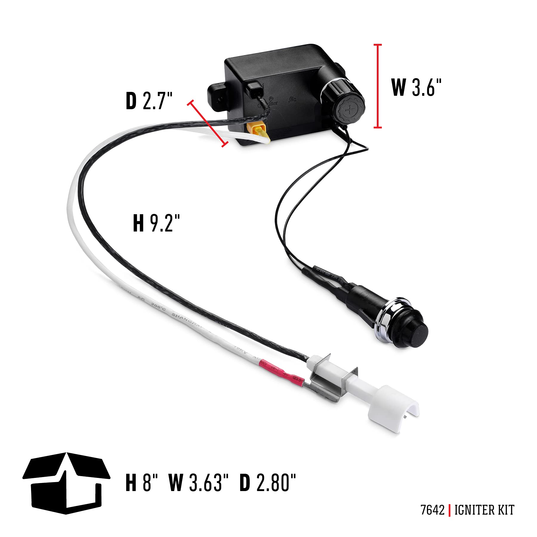 Weber igniter beside a hand to show compact size and easy handling