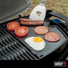 Weber close-up of porcelain-enameled surface highlighting nonstick benefit