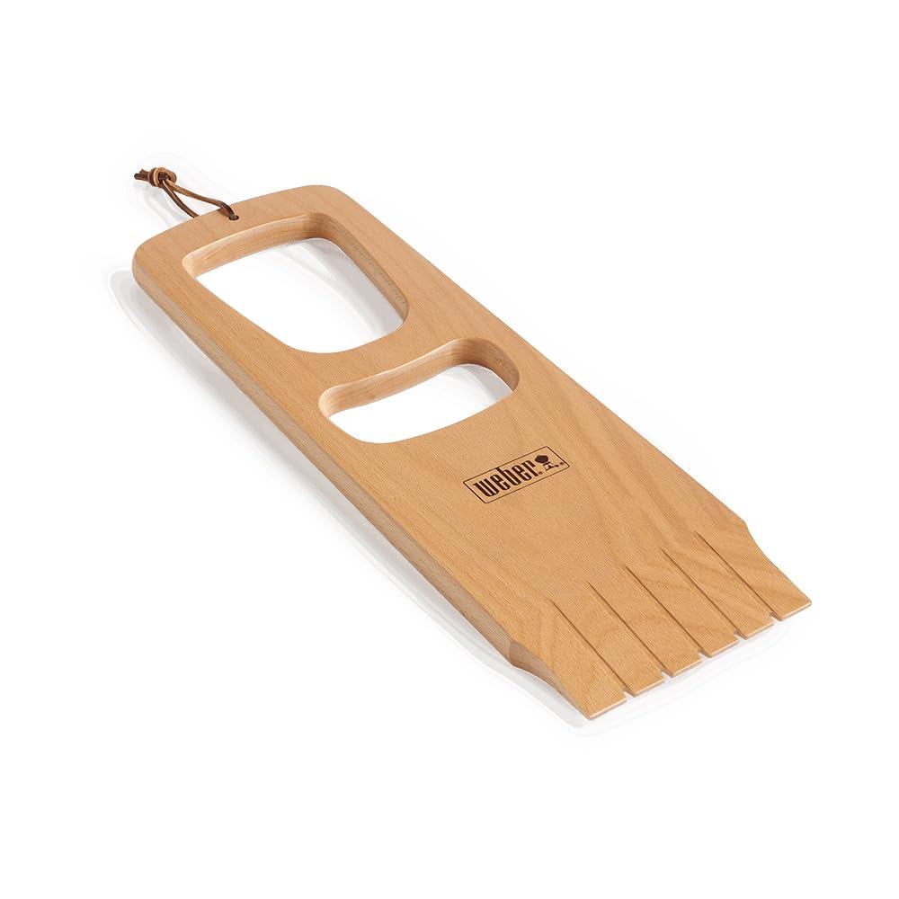 Weber wood scraper front view showing shape and heavy-duty edge benefit