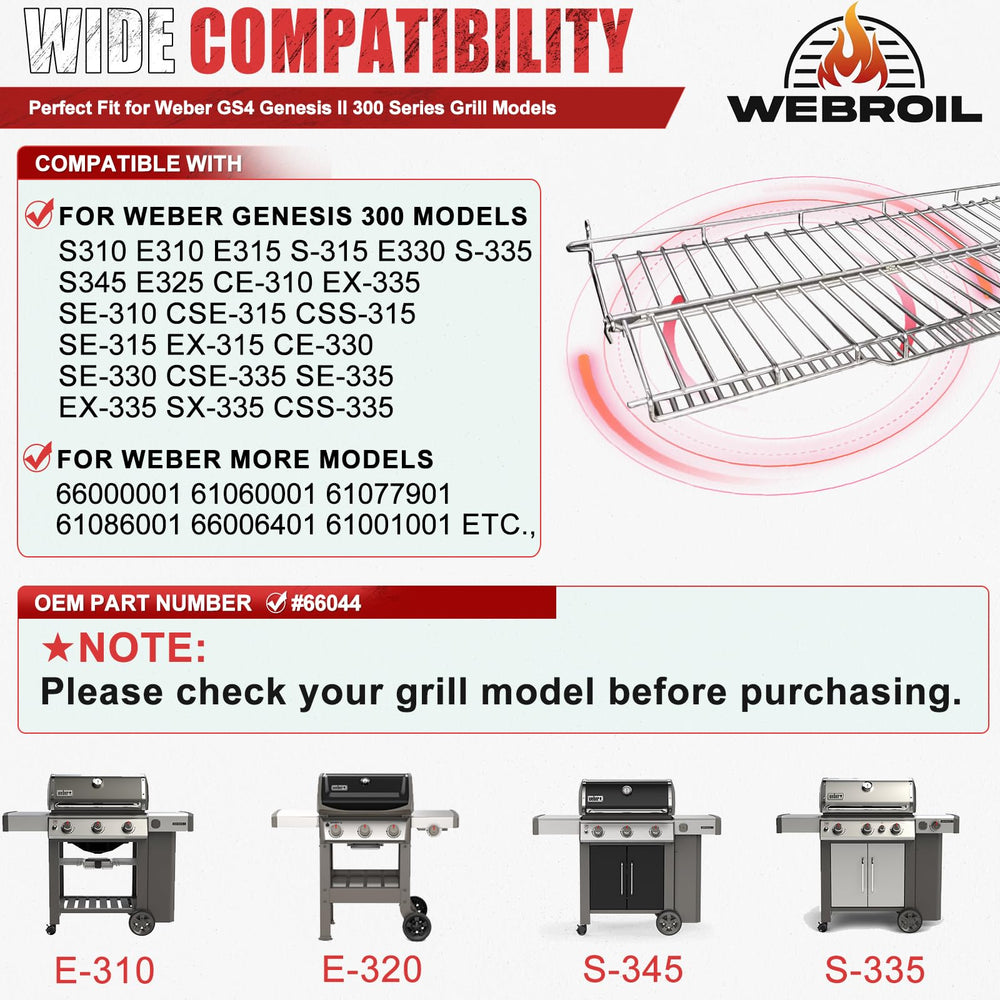 WEBROIL warming rack folded profile highlighting compact storage and strength