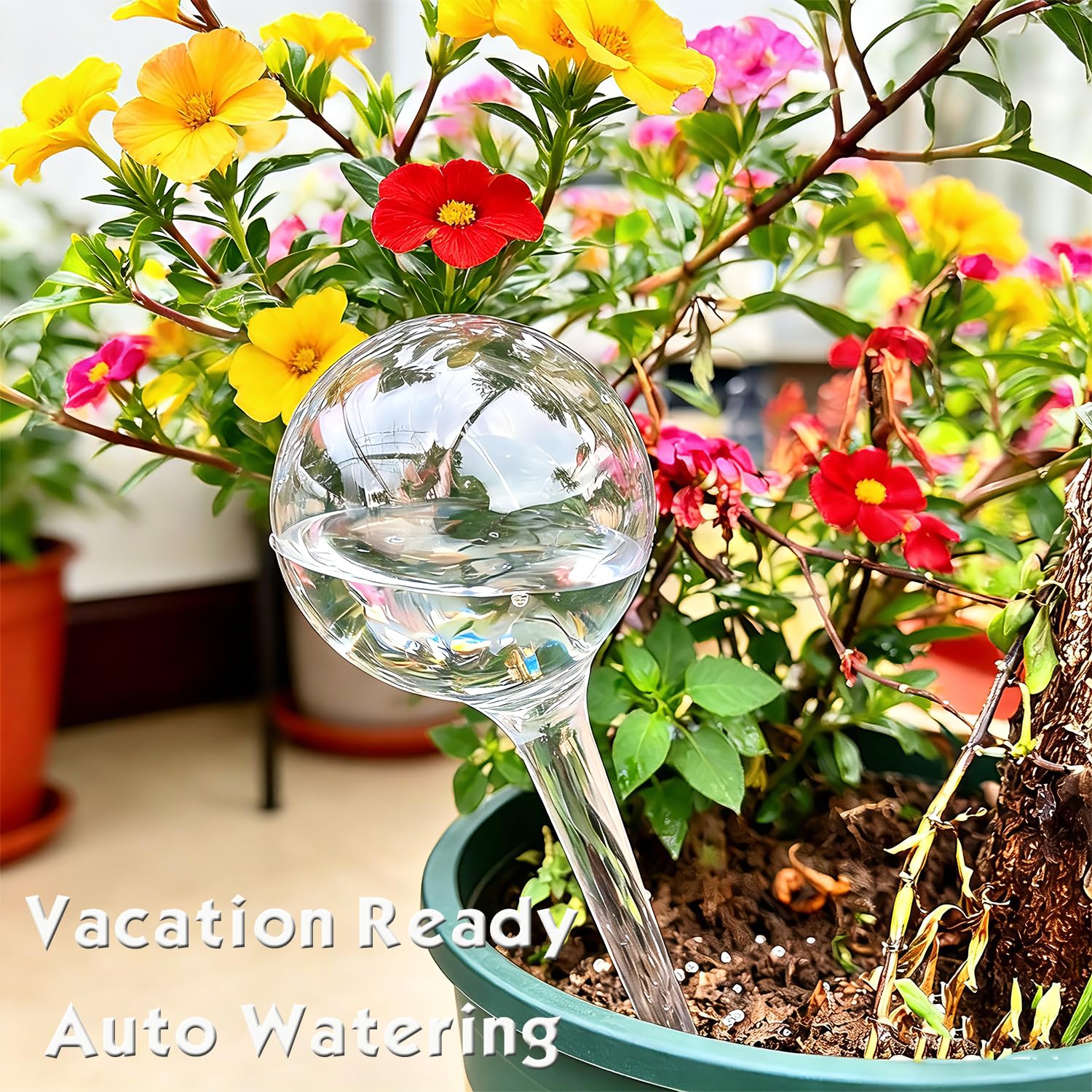 Wellinc globe in hanging basket helping consistent plant hydration