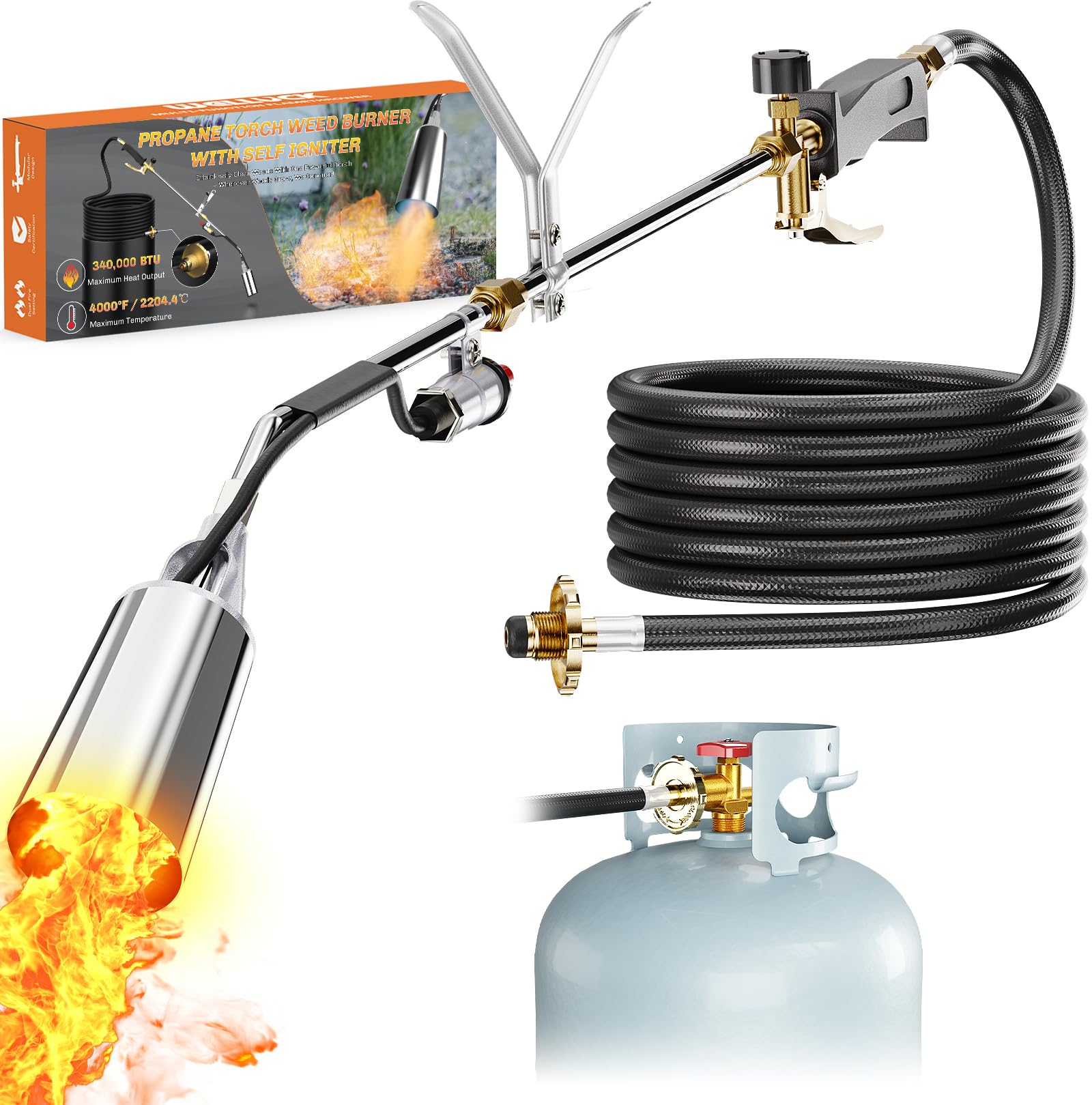 WELLUCK propane torch front view showing robust build and controls for reliable performance