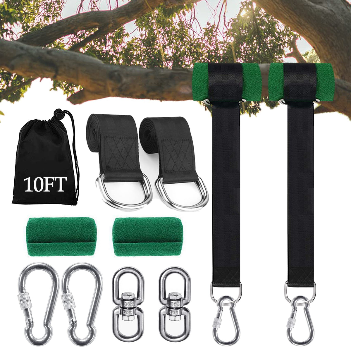 Werfeito front packaging showing 10ft straps and included hardware for easy choice