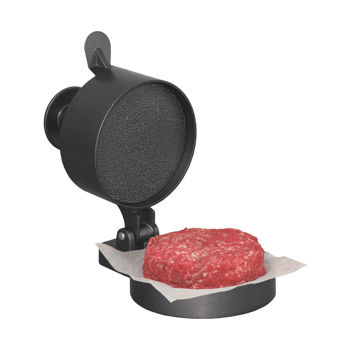 Weston front view of burger press showing compact design and quick forming benefit