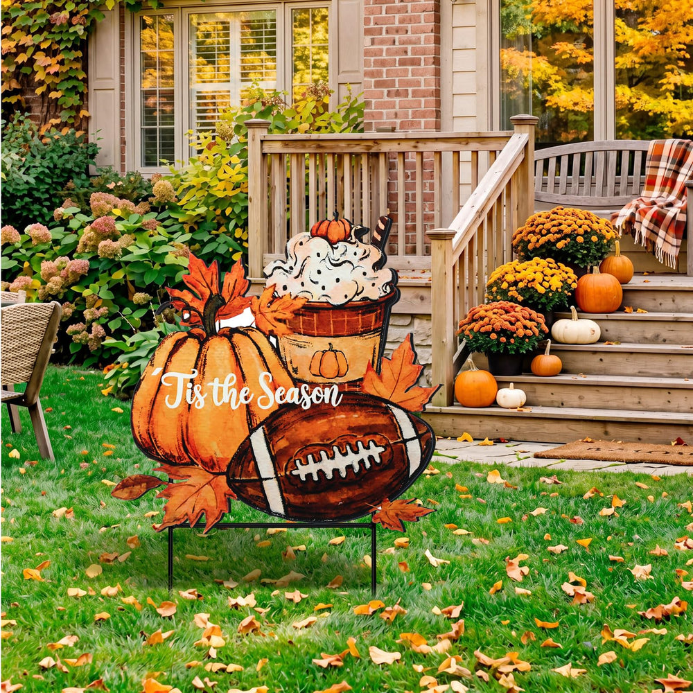 Weysat in garden lawn display adding autumn warmth to pathway and yard