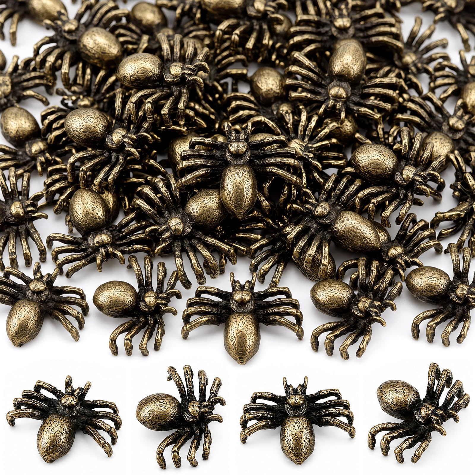 Weysat mini bronze spiders grouped on white background showing quantity and finish