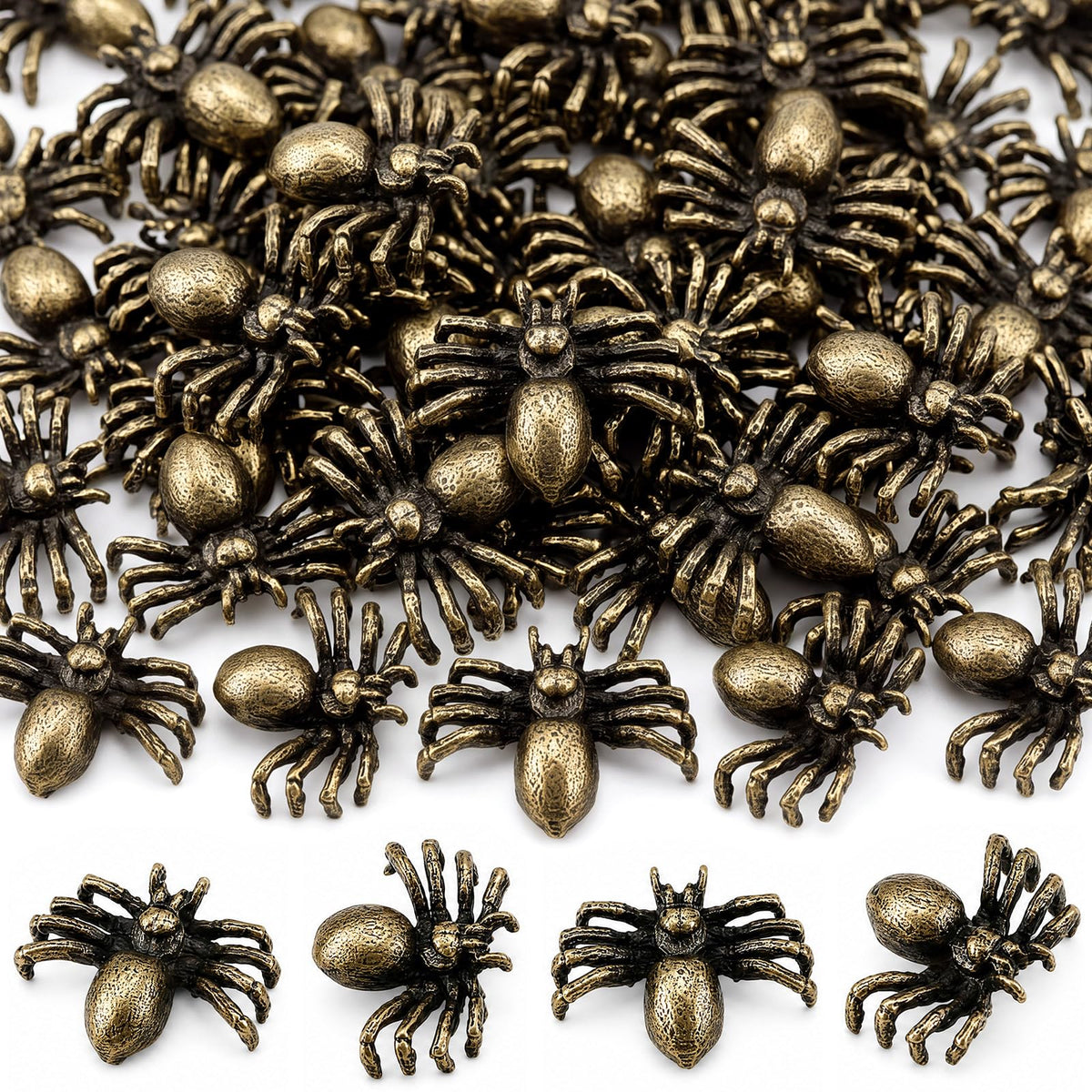 Weysat mini bronze spiders grouped on white background showing quantity and finish