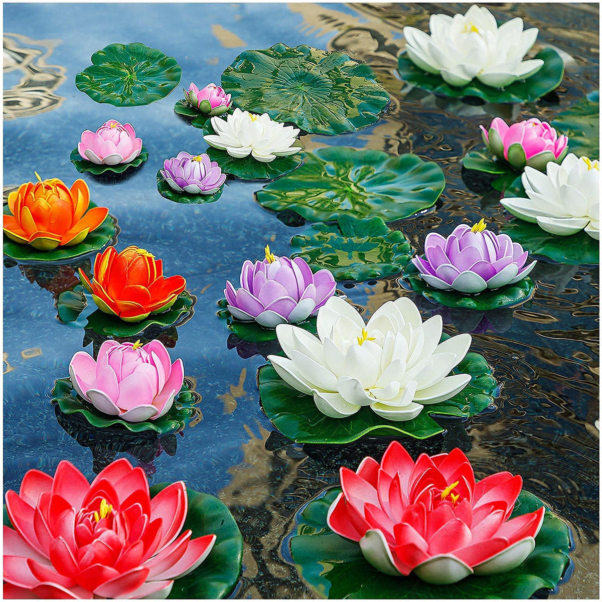 WhistenFla front view of lotus and lily pad set showing colors and pieces
