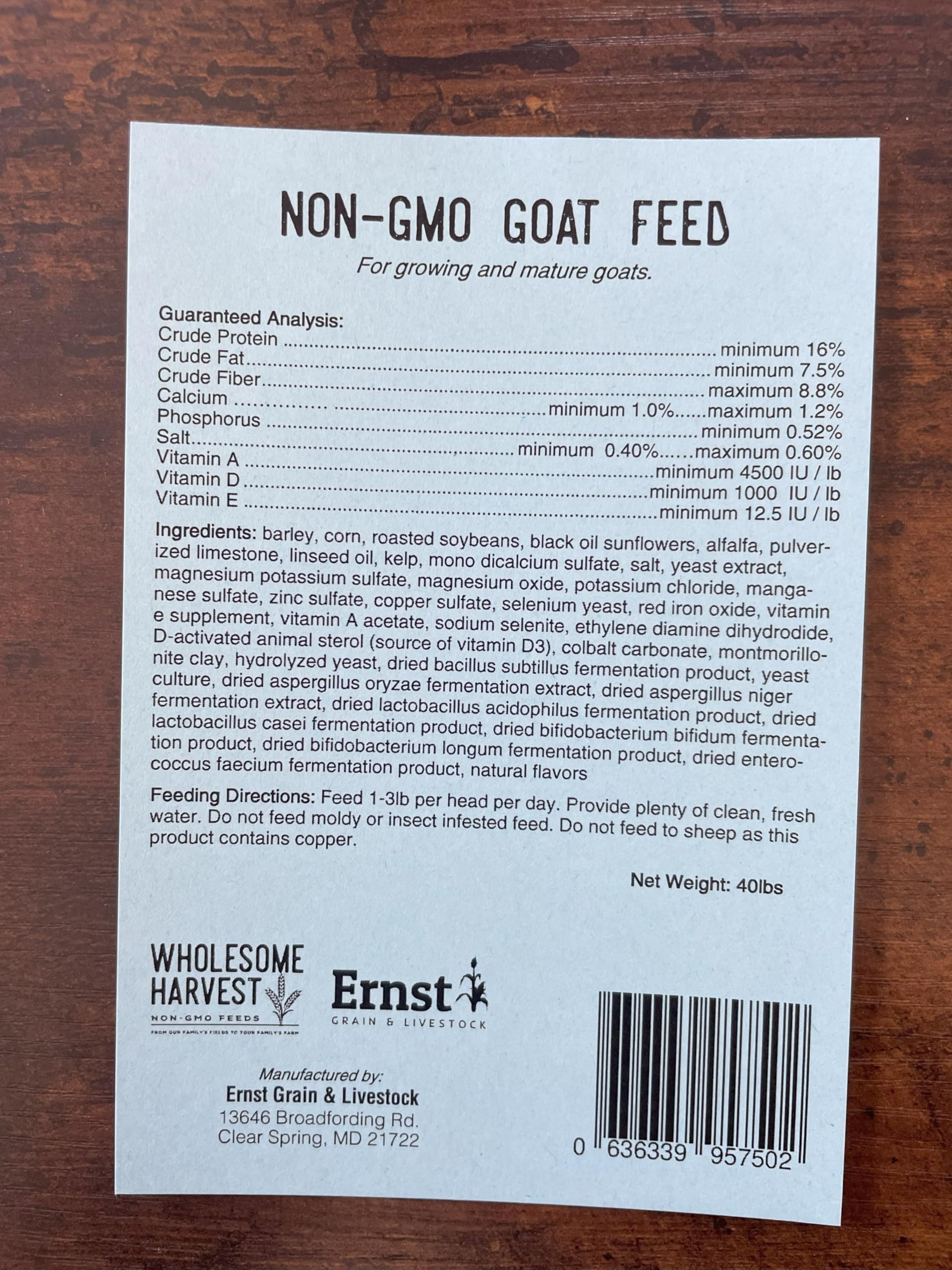 Wholesome Harvest goat eating feed outdoors showing palatability and acceptance