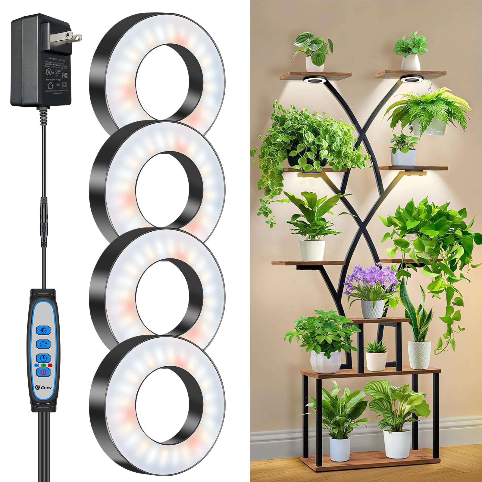 Wiaxulay front view of compact full spectrum grow light showing housing and LEDs, improving indoor growth