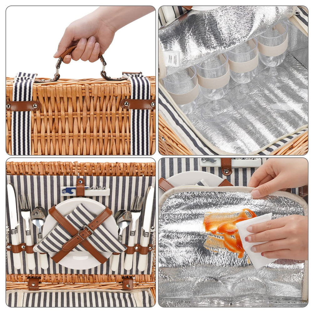 WICKERLAND basket beside bottles showing scale and beverage capacity