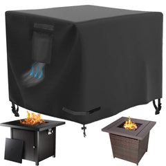 WICKTICK front view of cover fitting square fire pit table for all-weather protection