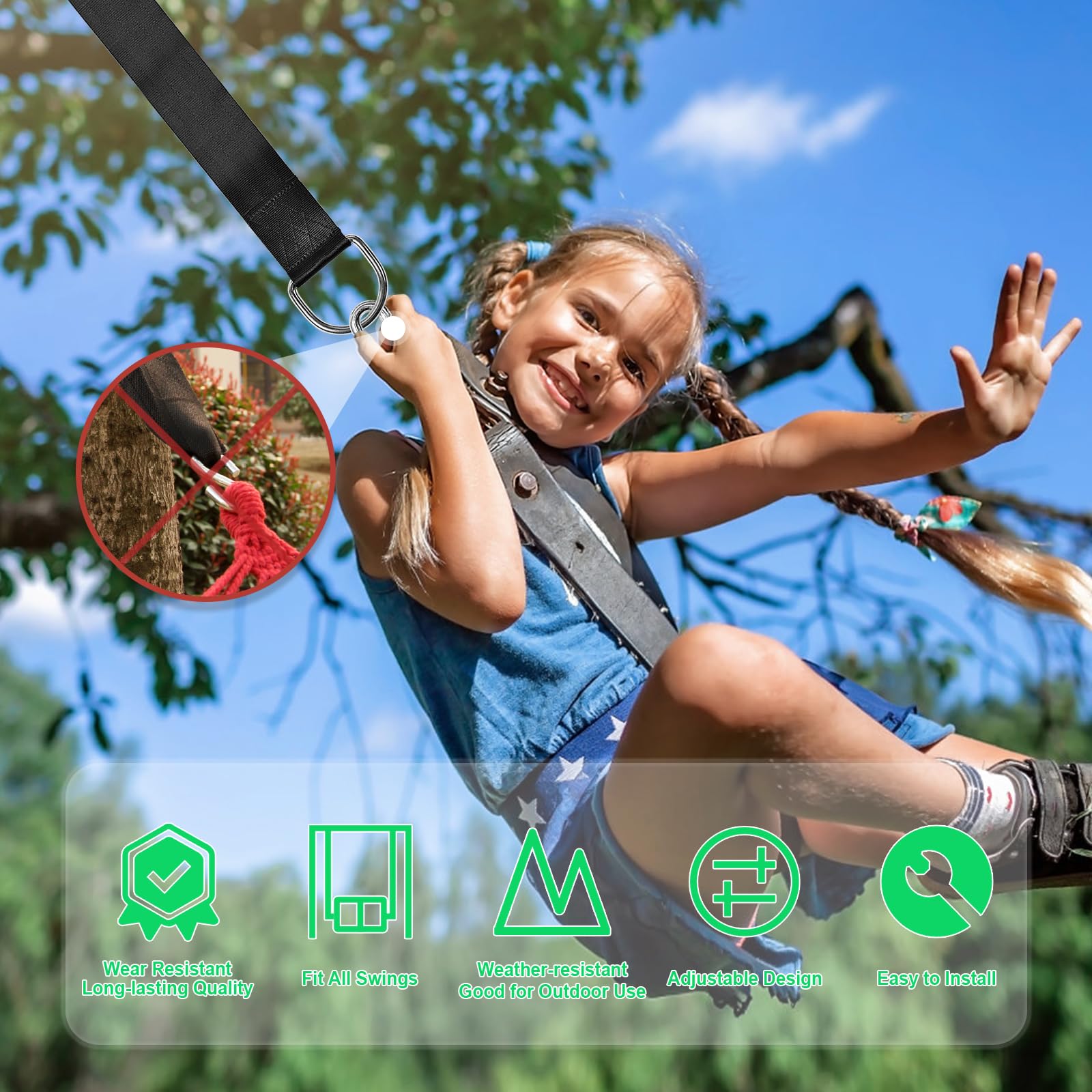 WILDJUE backyard swing installed demonstrating comfortable, stable setup