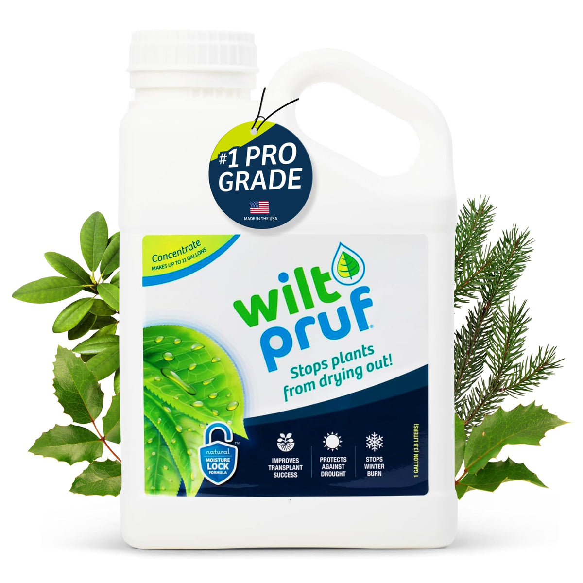 Wilt-Pruf concentrate one-gallon jug showing brand and professional protection