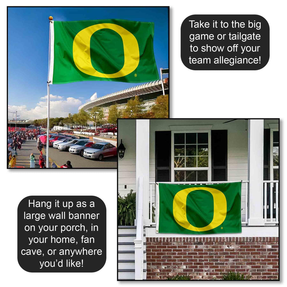WinCraft Oregon flag mounted on tailgate pole demonstrating easy outdoor display