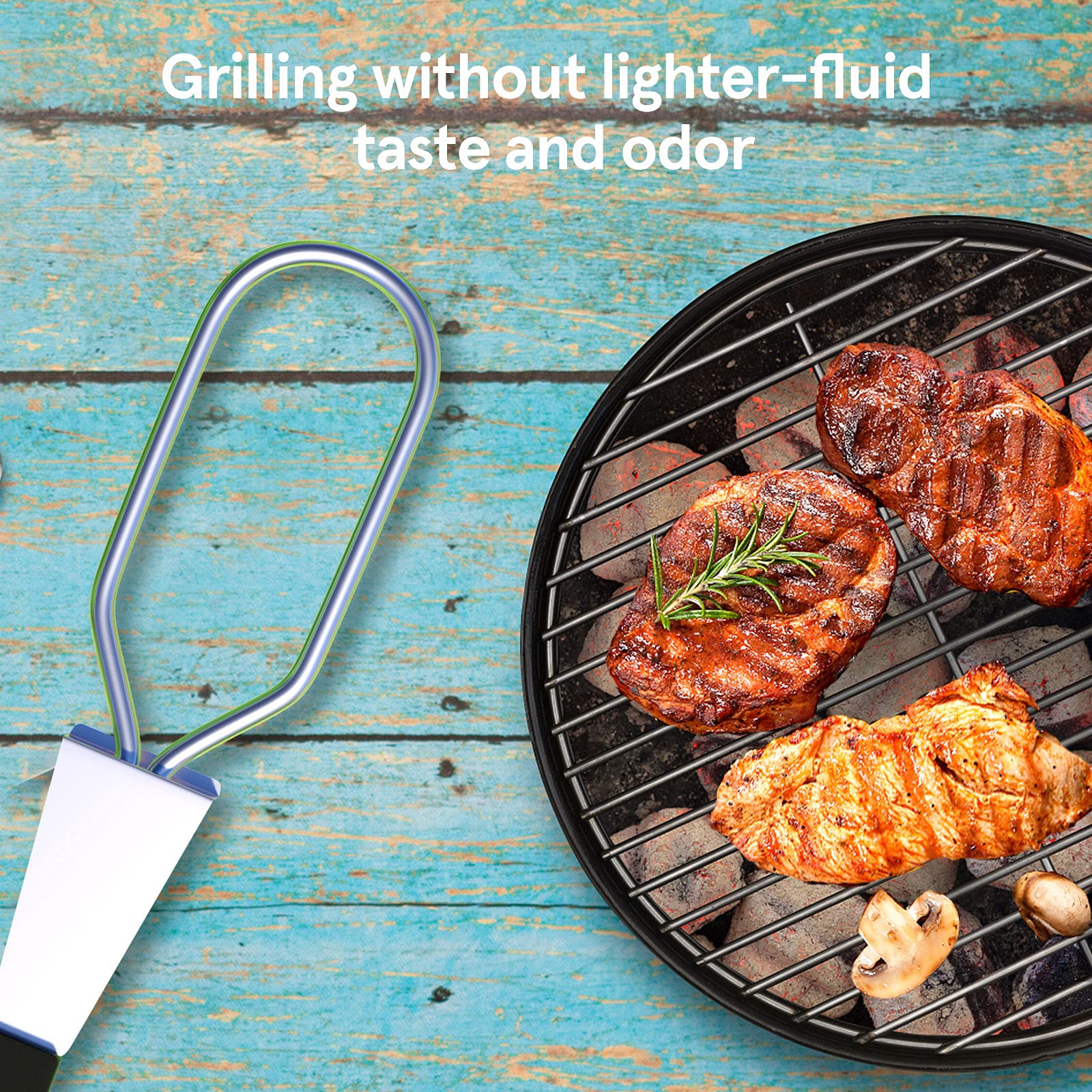 WishDirect placed inside grill igniting coals for faster cooking start