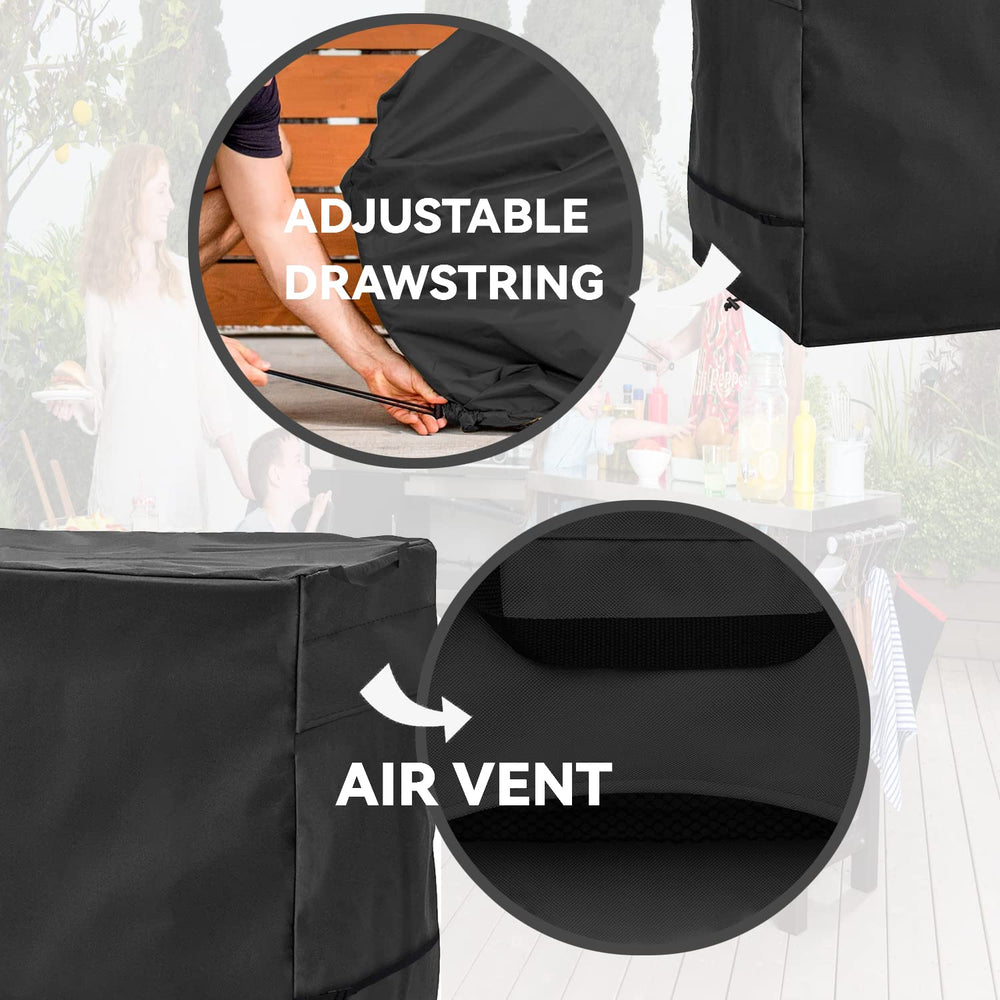 Wnanan cover in outdoor lifestyle setting protecting prep table from rain