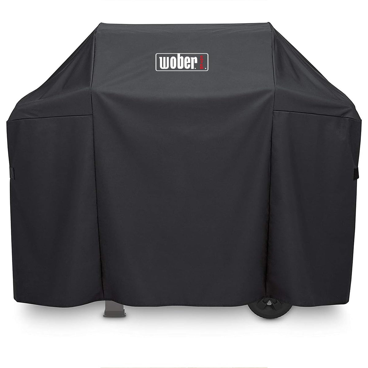 WOBER COVER front view fitted on Weber Spirit grill shows full protection