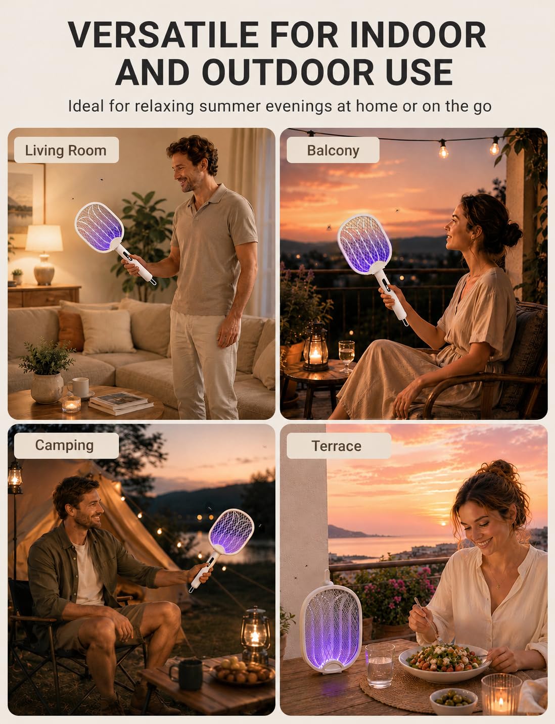 WOCVRYY lifestyle camping evening scene showing portable mosquito control outdoors