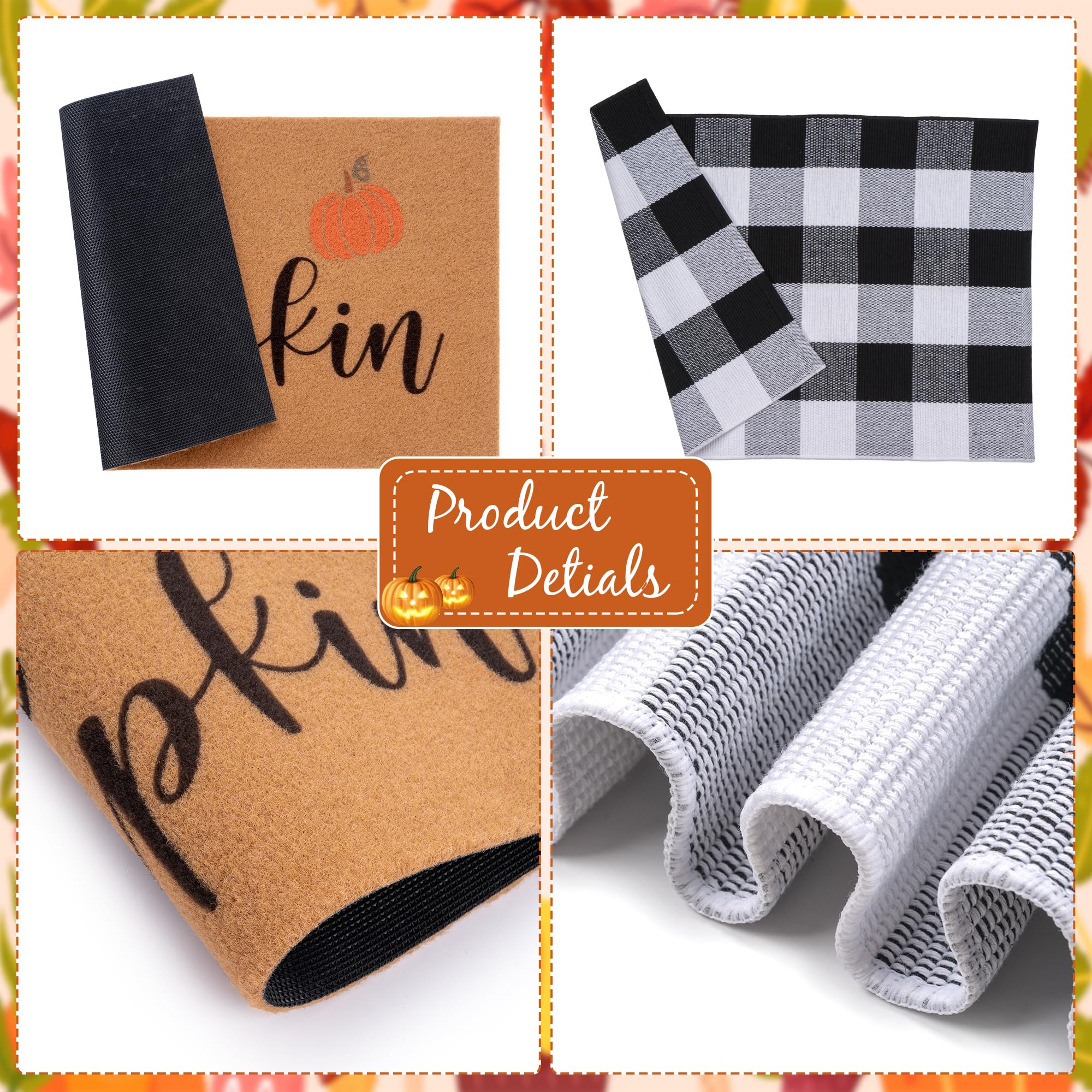 Woiqeuwr layered mats on a doorstep adding cozy autumn curb appeal