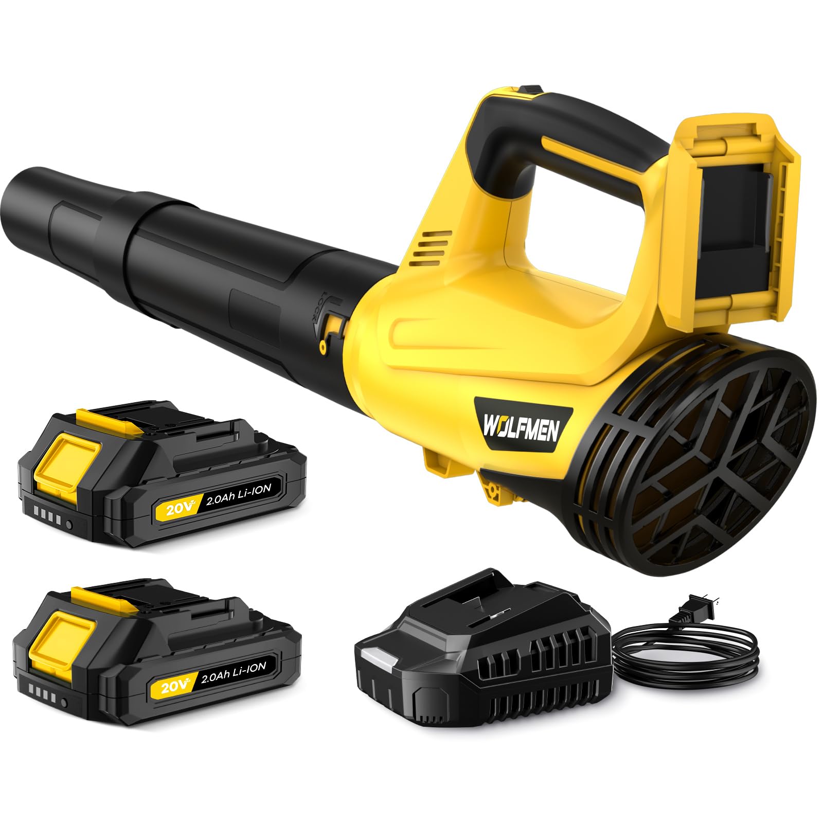 WOLFMEN front view of blower kit showing contents and compact design for easy storage