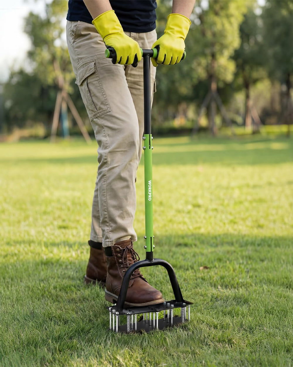 WORKPRO double-layer spring detail keeping spikes clean for continuous performance
