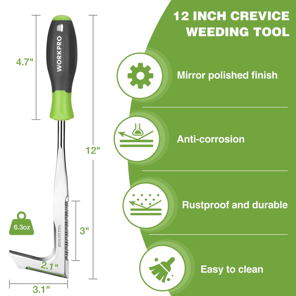 WORKPRO crack weeder blade close-up highlighting serrated edge for strong grip