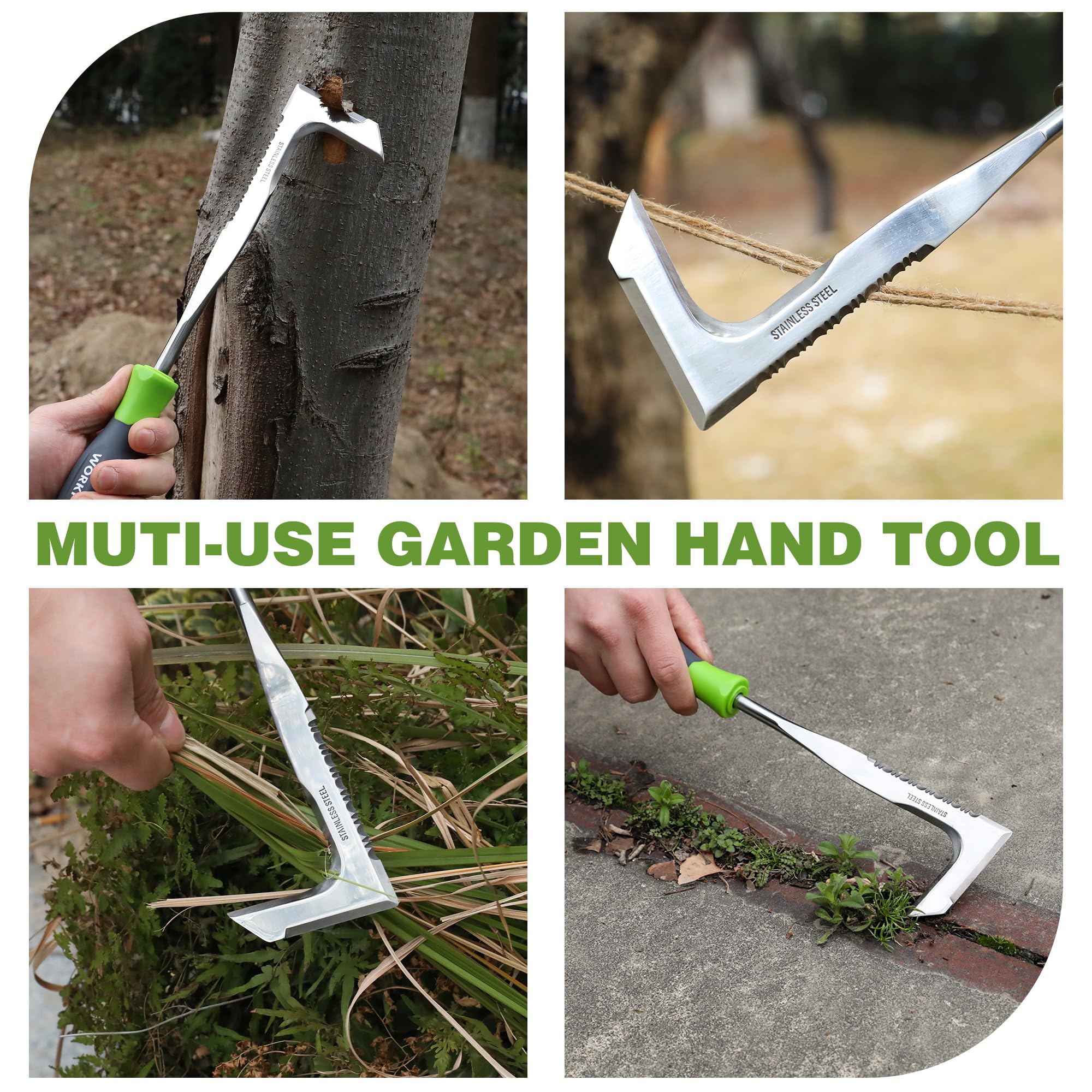 WORKPRO crack weeder next to ruler showing 12-inch scale for correct sizing
