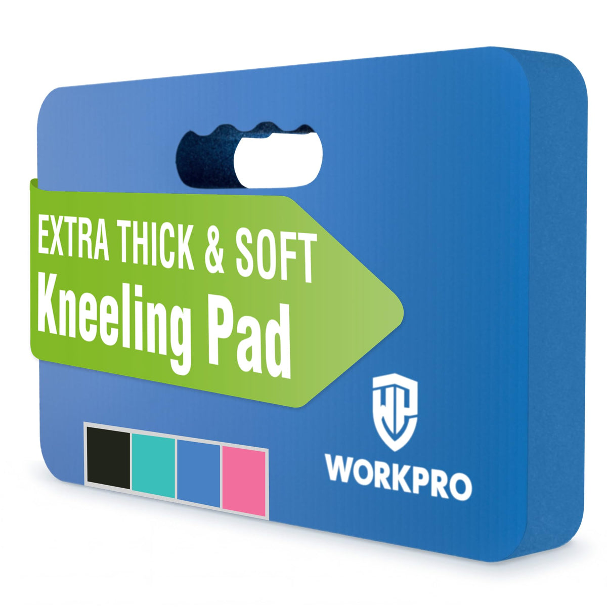 WORKPRO kneeling pad front view showing full cushion and thickness benefit