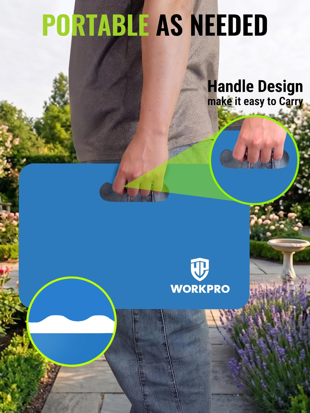 WORKPRO pad with water droplets demonstrating fast-drying, water-resistant surface