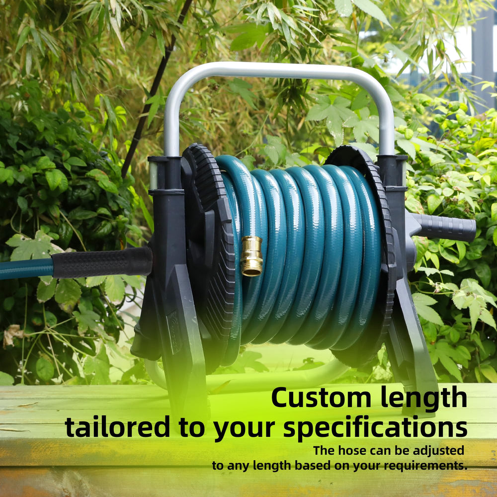 Worth hose beside ruler illustrating exact 2 ft length for space-saving benefit