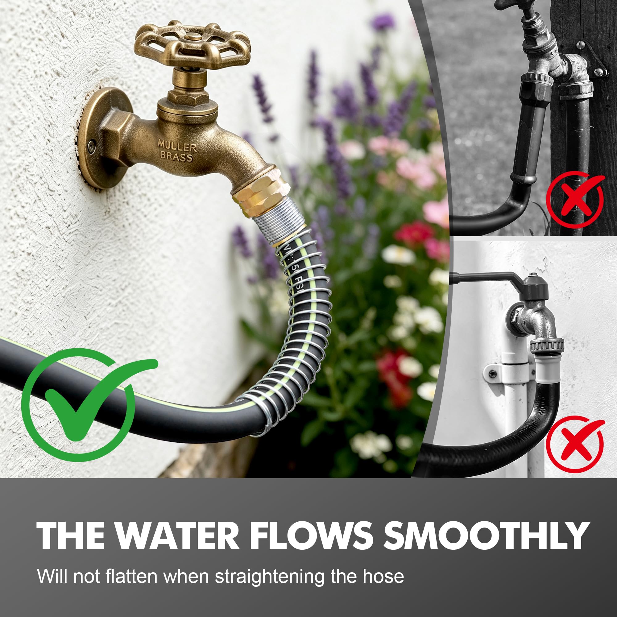 Wurzberge hose running to sprinkler watering lawn illustrating efficient water distribution benefit