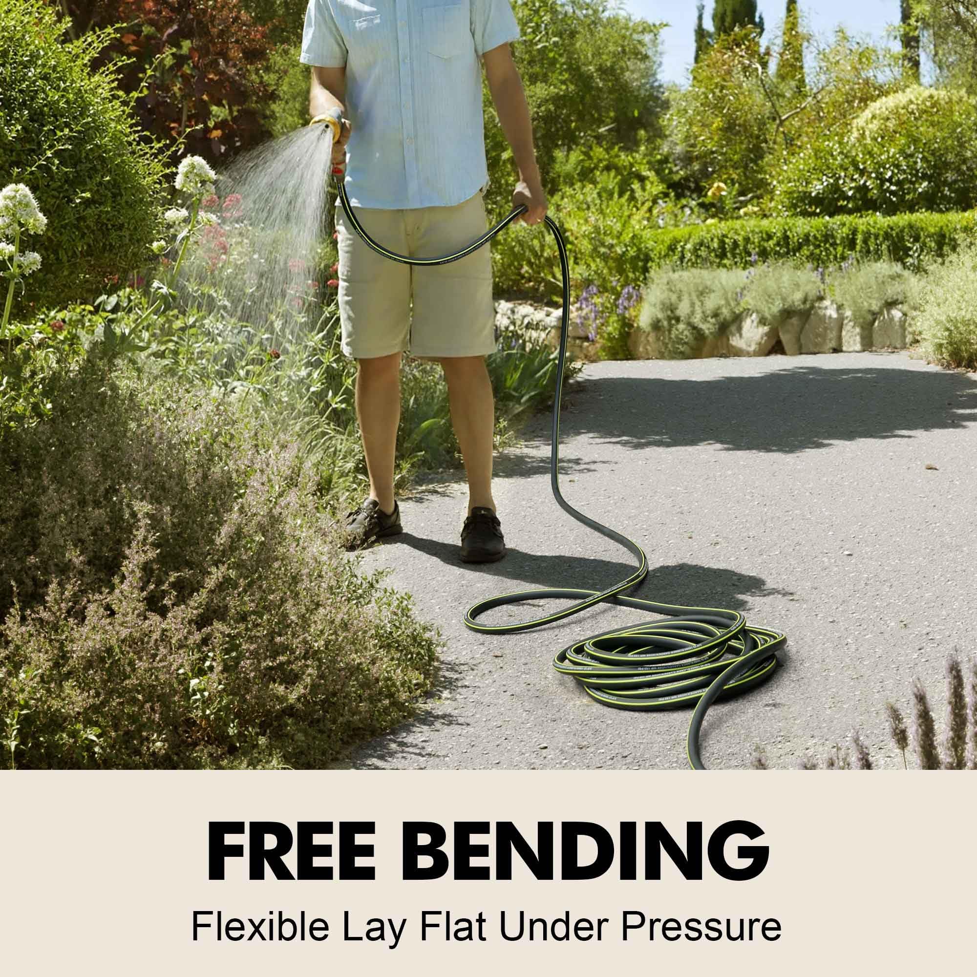 Wurzberge hose laid beside ruler showing accurate 50ft length and scale benefit