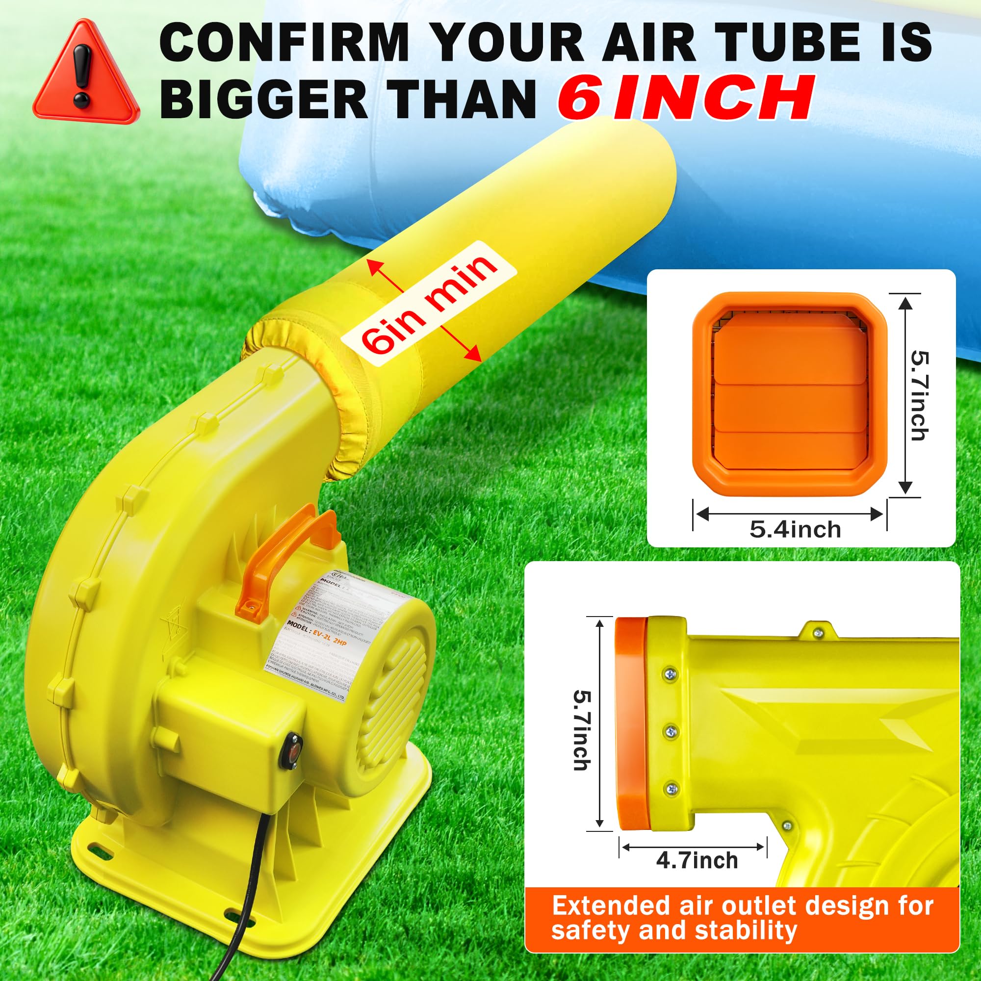 WZIIOT blower inlet mesh guard close-up preventing debris, protecting motor and users