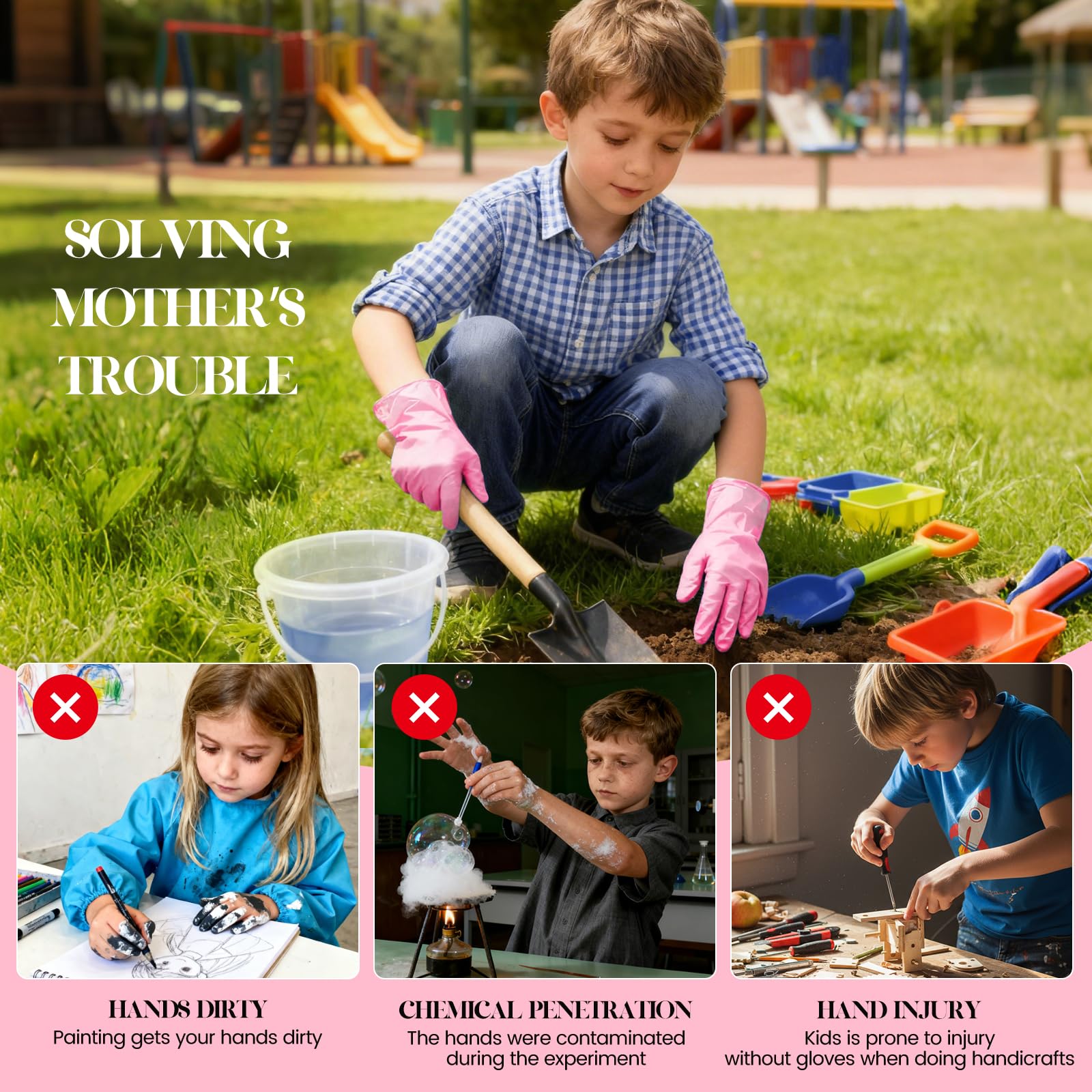 Xandoval gloves beside ruler showing XS size fit for kids