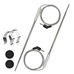 XFNZHCC front view of stainless steel meat probe showing connector and shaft for quick replacement