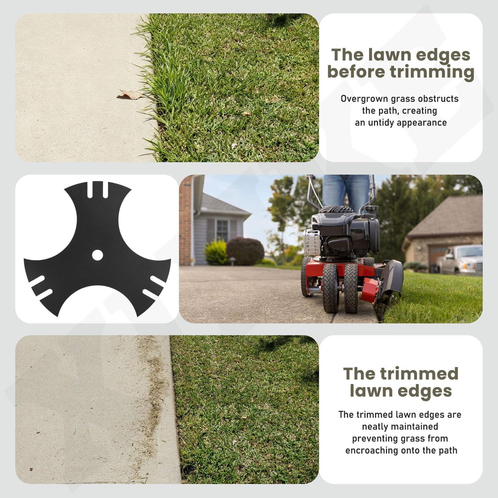 XINKE blade installed on a Troy-Bilt edger demonstrating correct fit and use