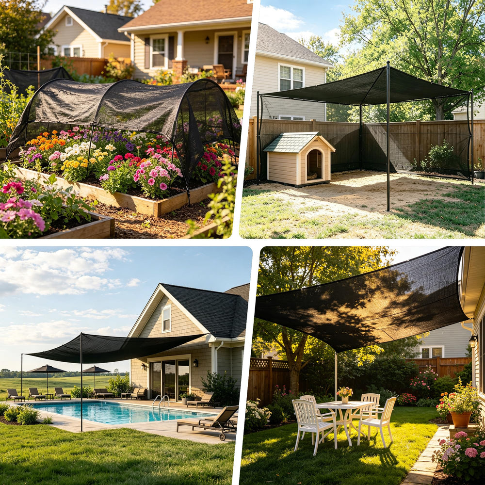 Xlimin installed over dog kennel giving pets shaded, ventilated shelter