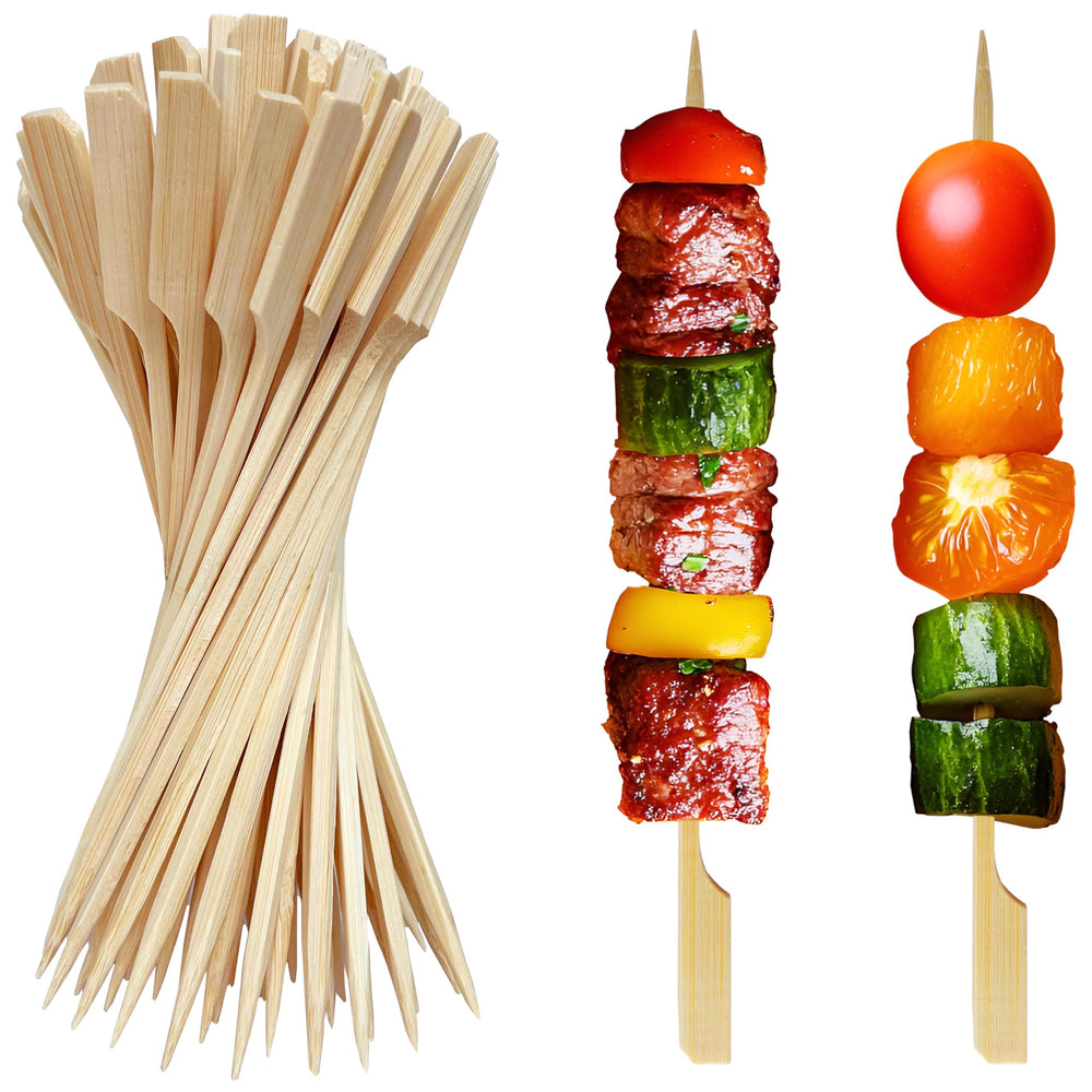 XMZY front pack of 200 skewers showing quantity and 8 inch length for convenience