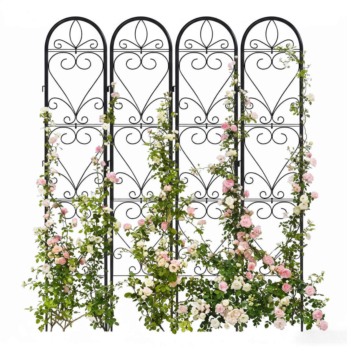 XYCCRX front view heart-scroll trellis showing decorative support and curb appeal