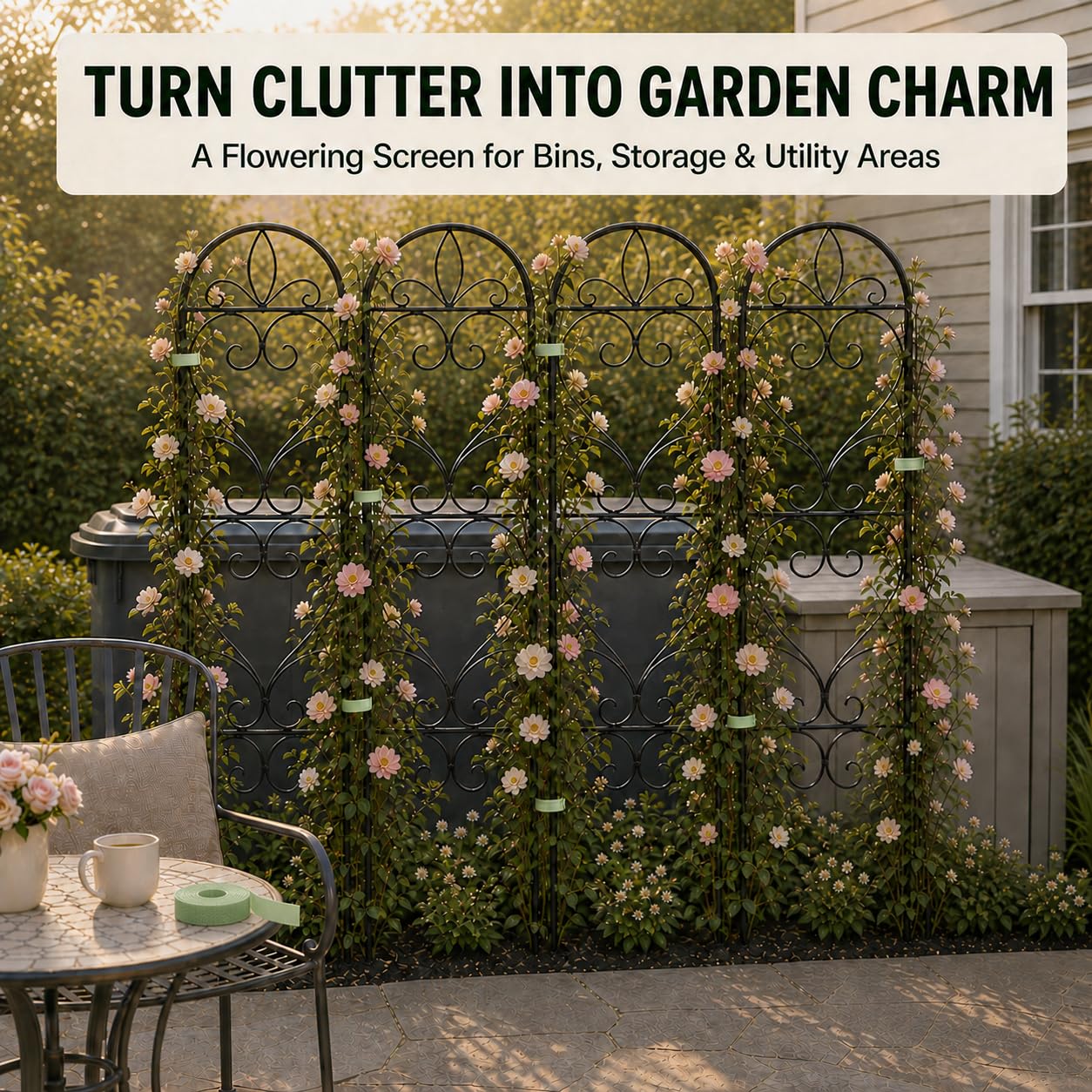 XYCCRX single panel in large planter creating vertical space for vines