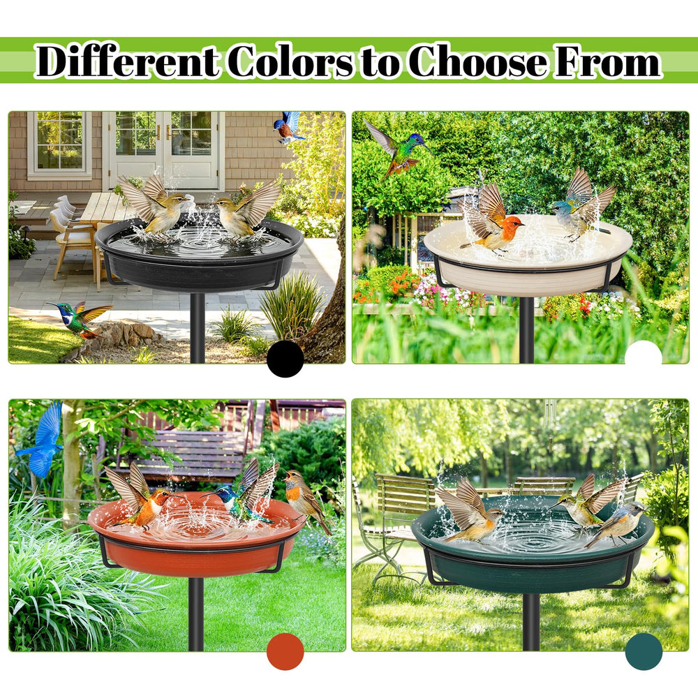 YALINKA birdbath placed in backyard garden among plants — decorative wildlife-friendly feature