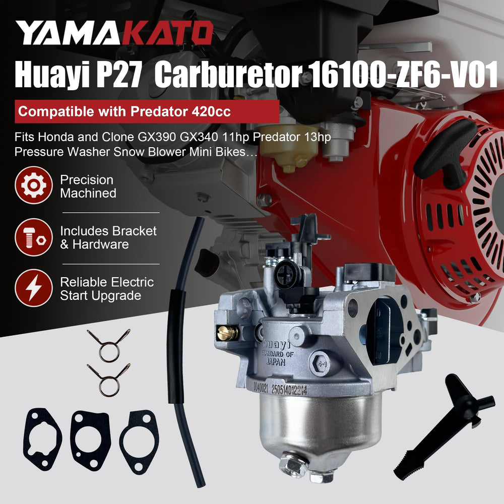 YAMAKATO carburetor next to ruler showing 52mm mounting spacing for accurate match