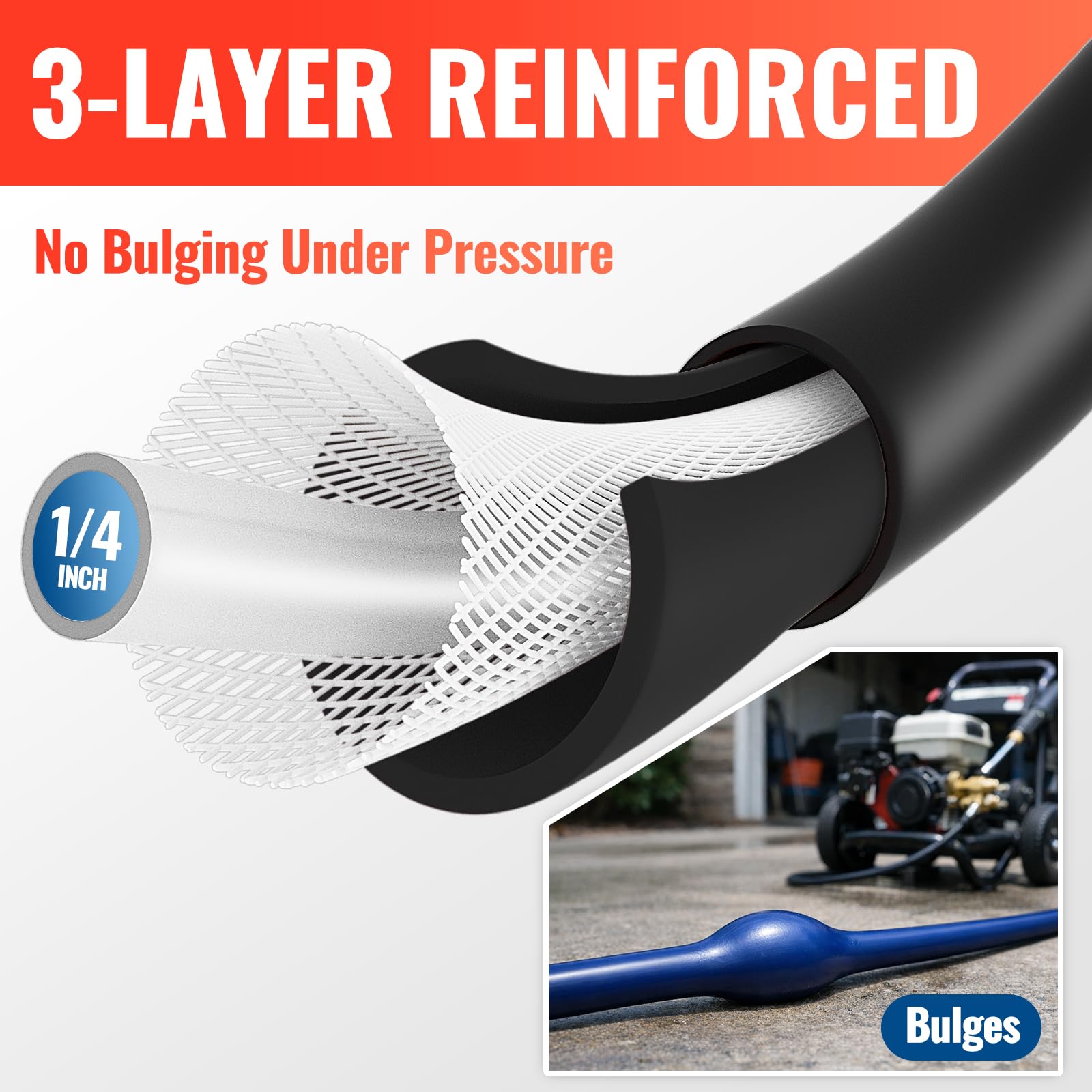 YAMATIC hose in use cleaning a car showing steady flow and easier maneuvering
