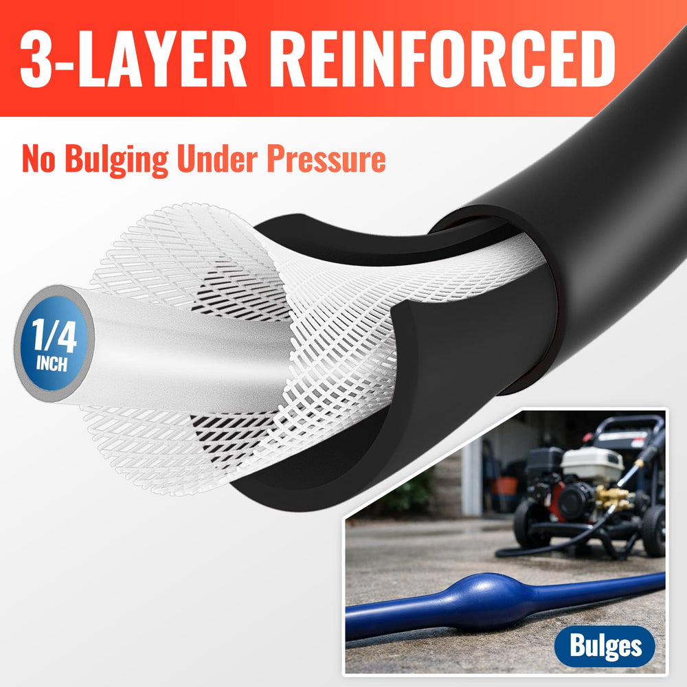 YAMATIC hose in use cleaning a car showing steady flow and easier maneuvering
