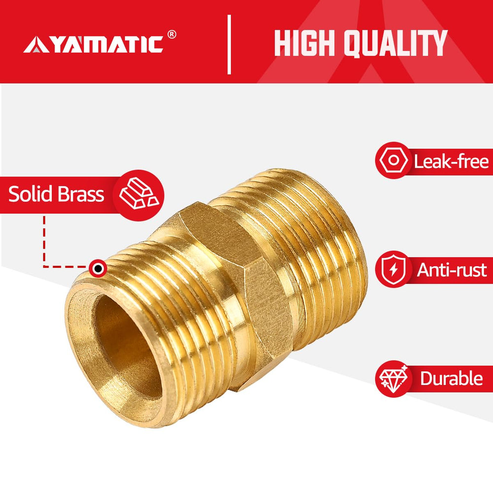 YAMATIC in use connecting two pressure washer hoses to extend reach quickly