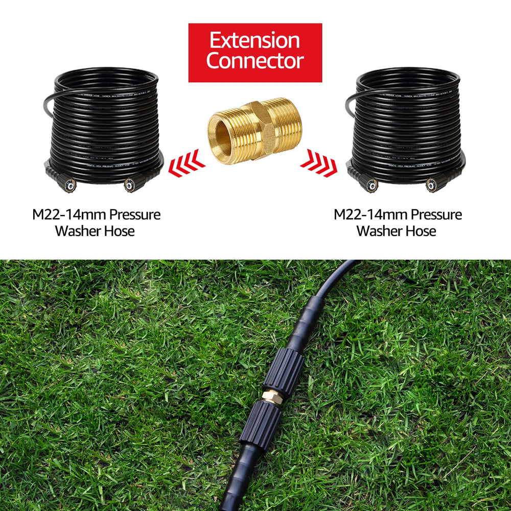YAMATIC on driveway setup illustrating extended reach for faster cleaning jobs